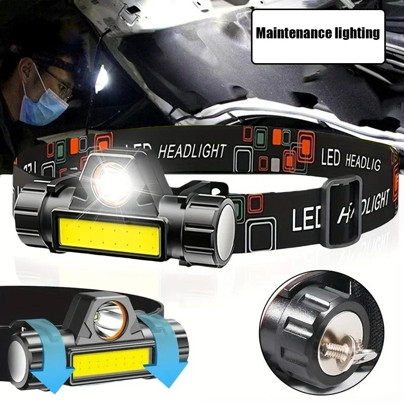 Headlamp Tactical Bright - 초강력 LED 손전등 충전식 장거리 줌