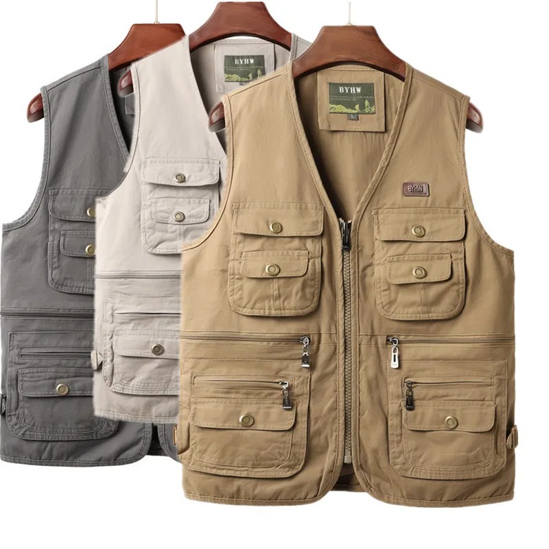 Safari Outdoor Hunting Jackets - 남성 조끼 멀티 포켓 민소매 재킷