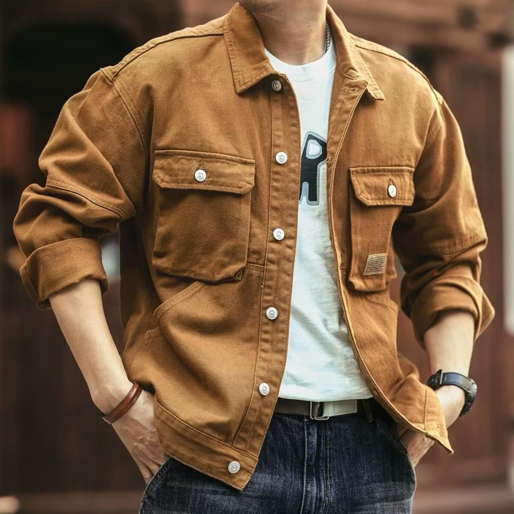 Hunting Outdoor Brand - 레트로 아메리칸 데님 재킷 남성용 루즈핏