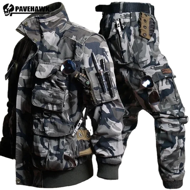 Safari Outdoor Hunting Jackets - 남성용 위장 세트 멀티 포켓 전술