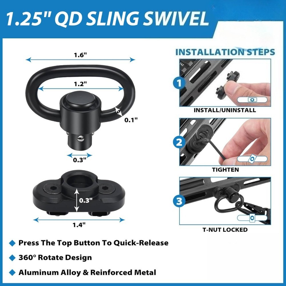 전술용 2포인트 라이플 슬링 QD 스위블 퀵 조절식 H - Rifle Sling Swivel 리뷰 및 가격