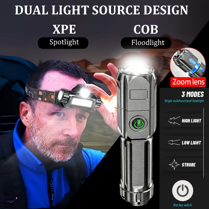 슈퍼 밝은 손전등 USB 충전식 LED 헤드램프 전술  - Headlamp Tactical Bright 리뷰 및 가격