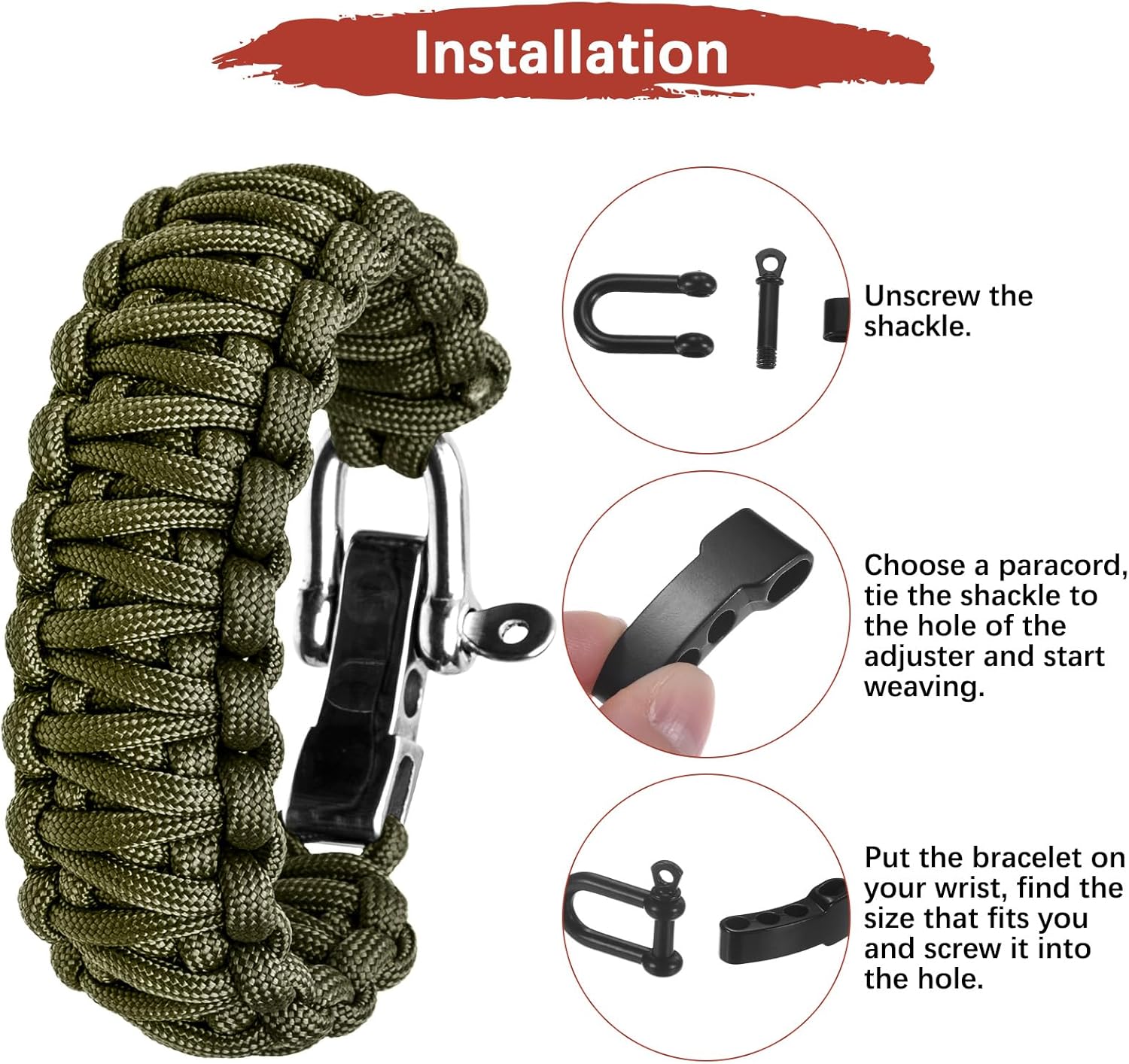4/10개 파라코드 팔찌 버클 금속 U/O 링 샤클 클 - Paracord Survival Bracelet 리뷰 및 가격