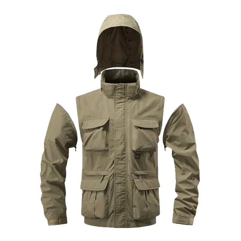 탈부착 가능한 소매 방풍 후드 재킷 남성용 아웃도어 군 - Safari Outdoor Hunting Jackets 리뷰 및 가격